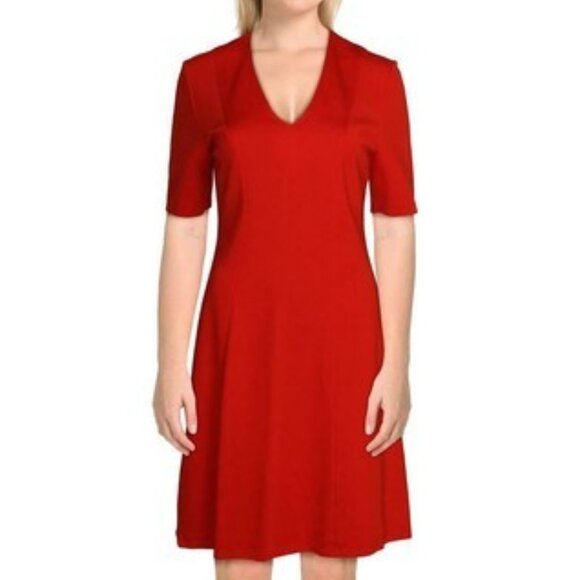 St. John Milano Knit Midi Dress GERANIUM 4 - Picture 6 of 6